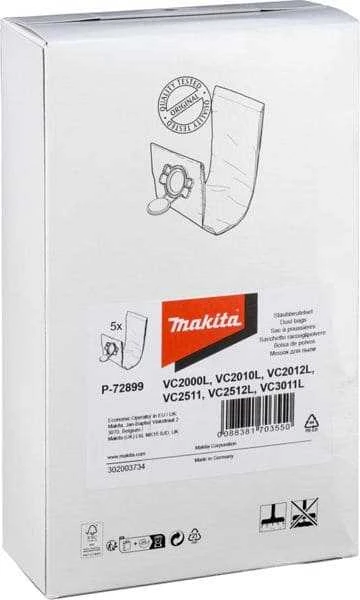 Makita Dulkių maišas popierinis (5Vnt.) VC2512L, VC2012L, VC3011L P-72899