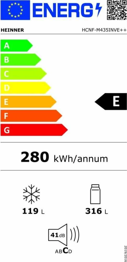 Šaldytuvas su šaldikliu apačioje HCNF-M435INVE++ HEINNER