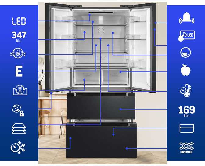 Šaldytuvas french door HCFD-M516INVHDXE++ HEINNER