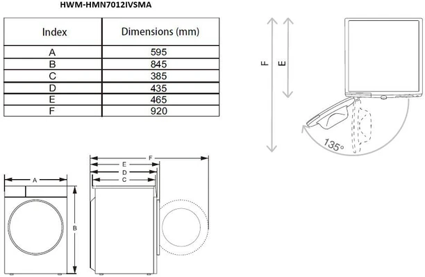 Skalbimo mašina HWM-HMN7012IVSMA HEINNER