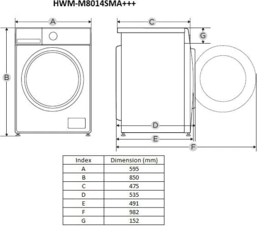 Skalbimo mašina HWM-M8014SMA+++ HEINNER