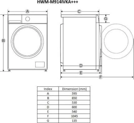 Skalbimo mašina MASINA DE SPALAT RUFE HEINNER HWM-M914IVKA+++