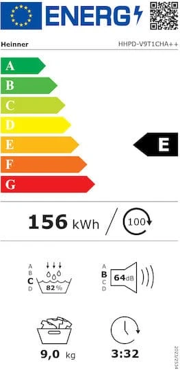 Džiovyklė Uscator de rufe cu pompa de caldura Heinner HHPD-V9T1CHA++