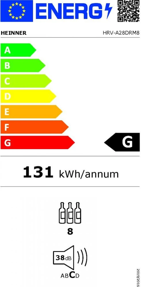 Vyno spintelė HRV-A28DRM8 HEINNER