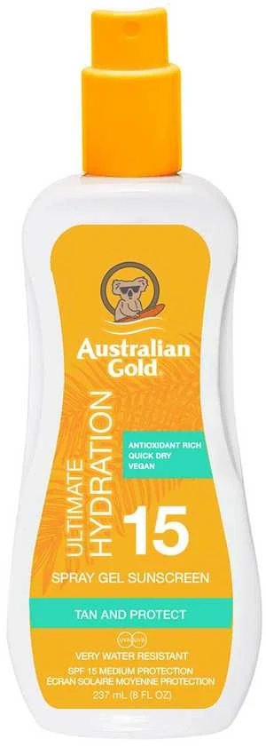 Australian Gold Sunscreen SPF15 Purškiklis Gel Apsauginis purškiamas pienelis nuo saulės, 237 ml