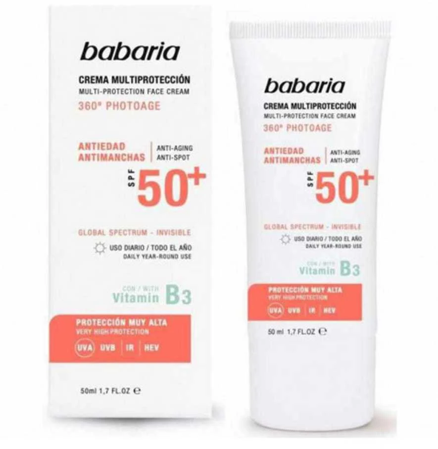 "Babaria' Saulės daugiafunkcinis apsauginis kremas nuo pigmentinių dėmių Spf50 50ml