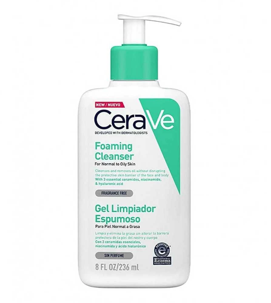 Putojantis veido ir kūno prausiklis normaliai ir riebiai odai Cerave Foaming Cleansing Gel, 236 ml