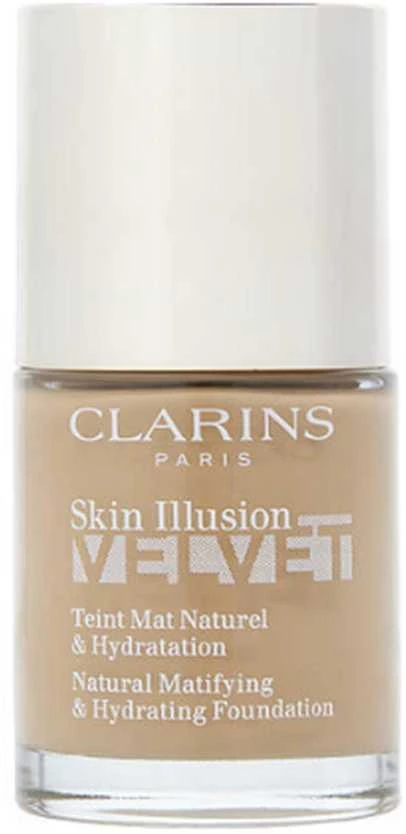 „Clarins Skin Illusion Velvet Matte Natural Finish“ skystas makiažo pagrindas, 112C Amber, 30 ml