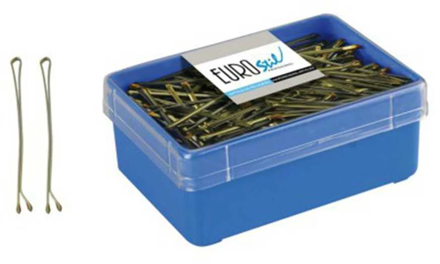 "Eurostil Hair Box Miniclips" bronzos spalvos 25 mm 700 vnt