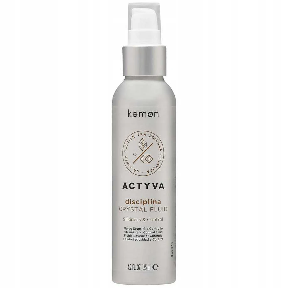 Kemon Actyva Disciplina Crystal Fluid švelnumo suteikiantis fluidas nepaklusniems plaukams, 125 ml