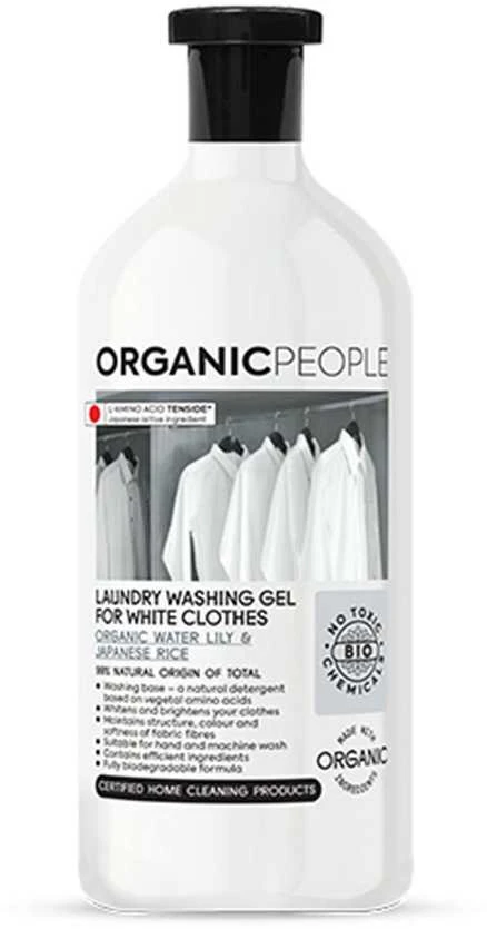 "Organic People Baltas Clothes" Ekologiškas vandens lelijų ir japoniškų ryžių skalbimo gelis 200ml