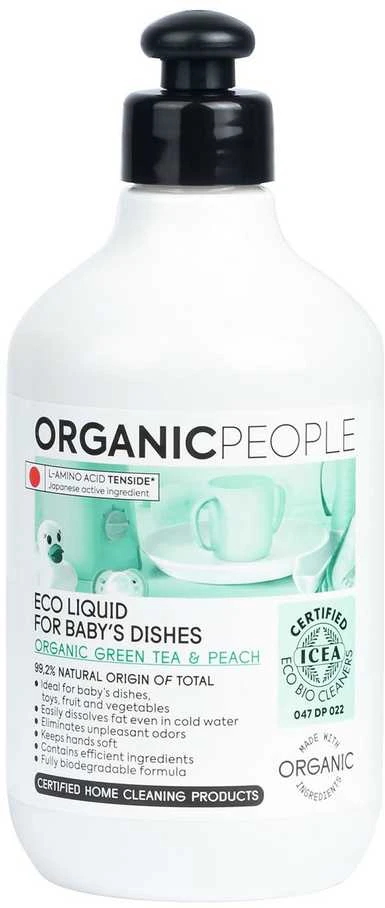 "Organic People" Ekologiškas žalios arbatos ir persikų ploviklis kūdikių indams 200ml