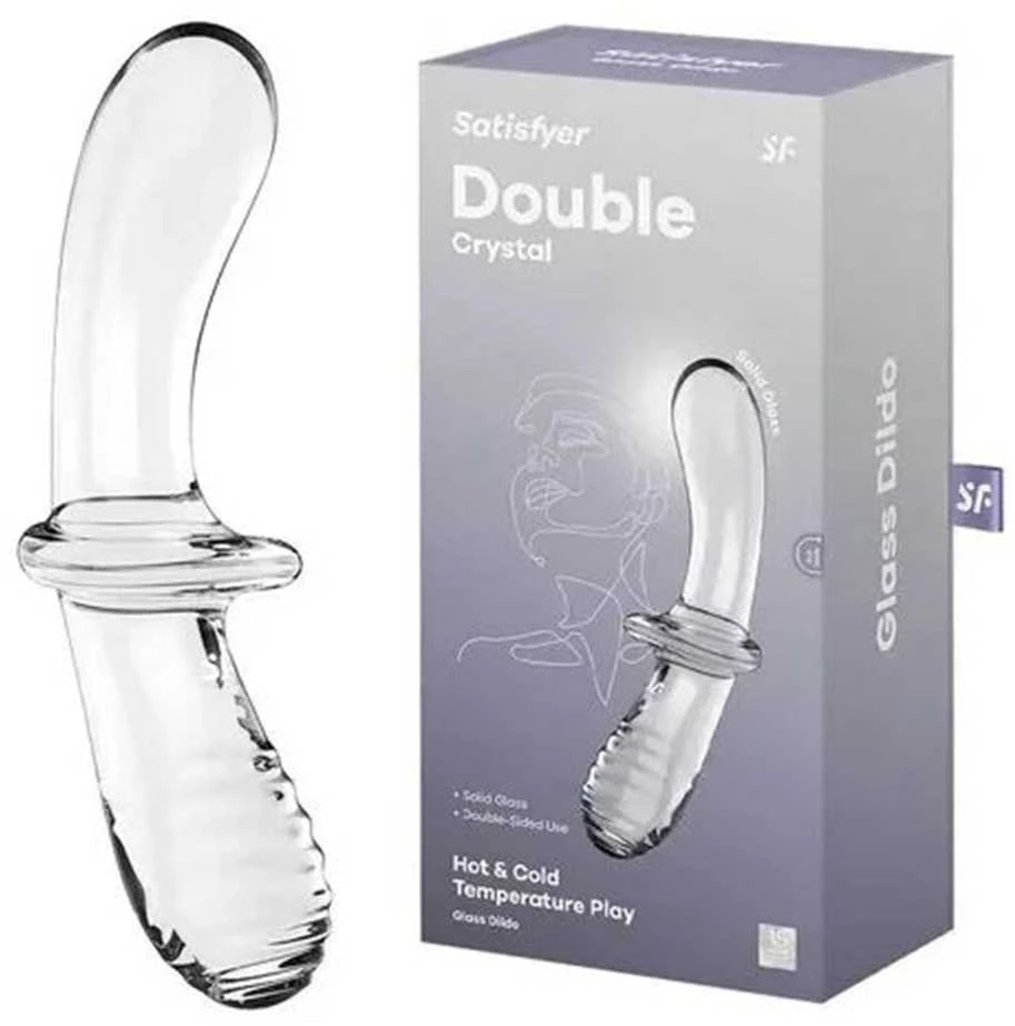 Satisfyer Double Crystal stiklo dildo Skaidrus