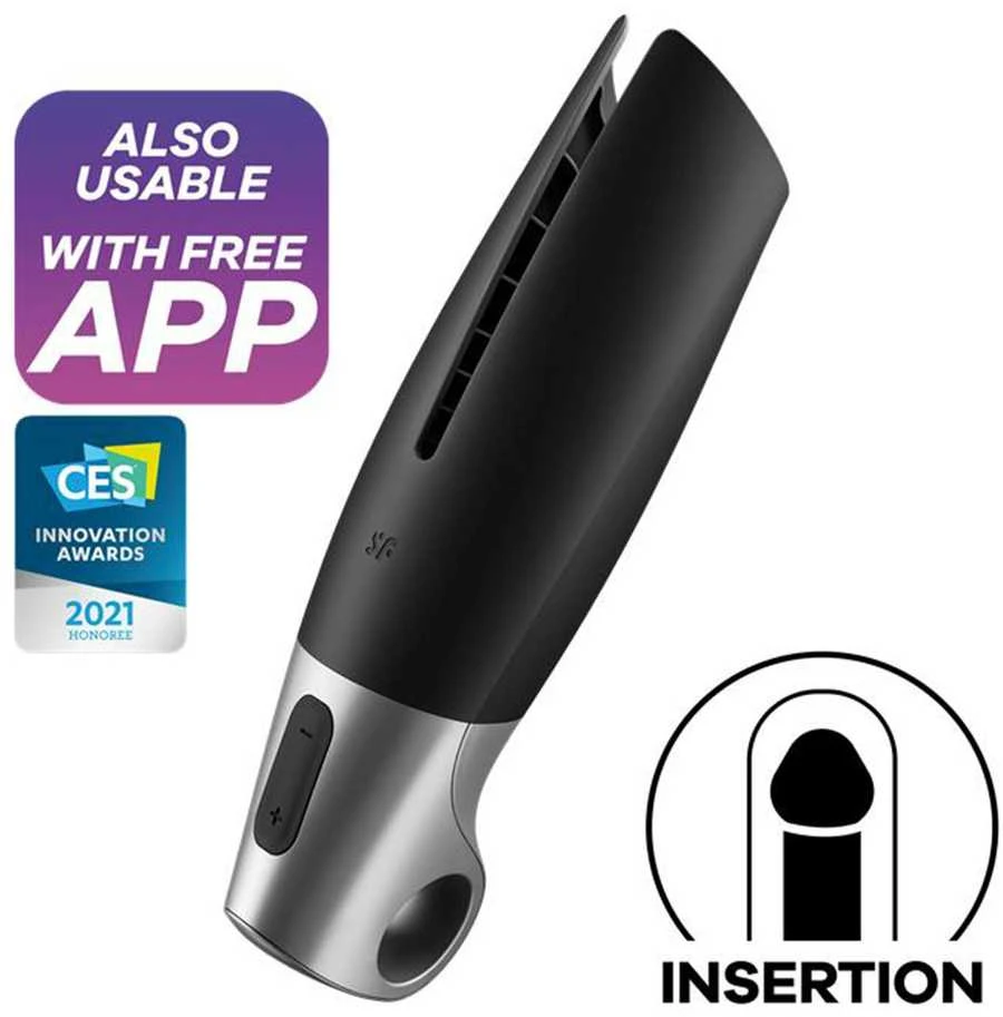 SATISFYER Galios Masturbatorius Juodas su Programėle