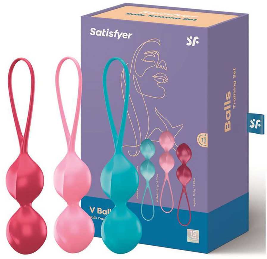 Geisha kamuoliukų rinkinys „Satisfyer V Balls“ (3 vnt. rinkinys)