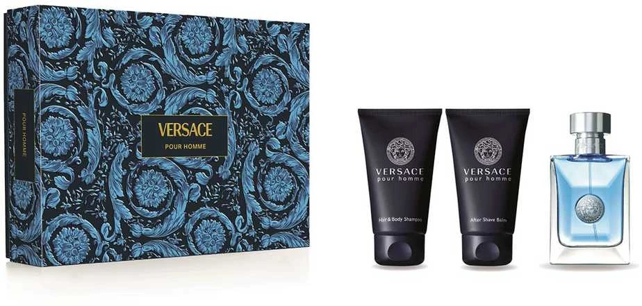 Versace Pour Homme rinkinys vyrams (EDT, 50 ml + balzamas po skutimosi, 50 ml + kūno ir plaukų šampūnas, 50 ml)