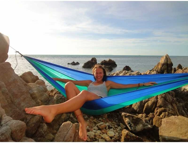 Amazonas Adventure ice-mėlynas kelioninis hamakas, 275x140 cm, itin lengvas (tik 180 gramų)