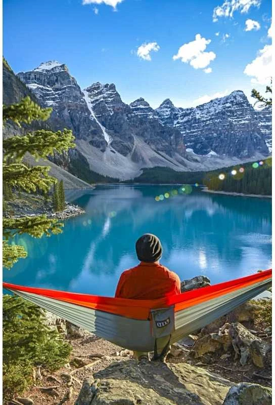 ENO DoubleNest Print Hammock, Soundwave: Aqua
