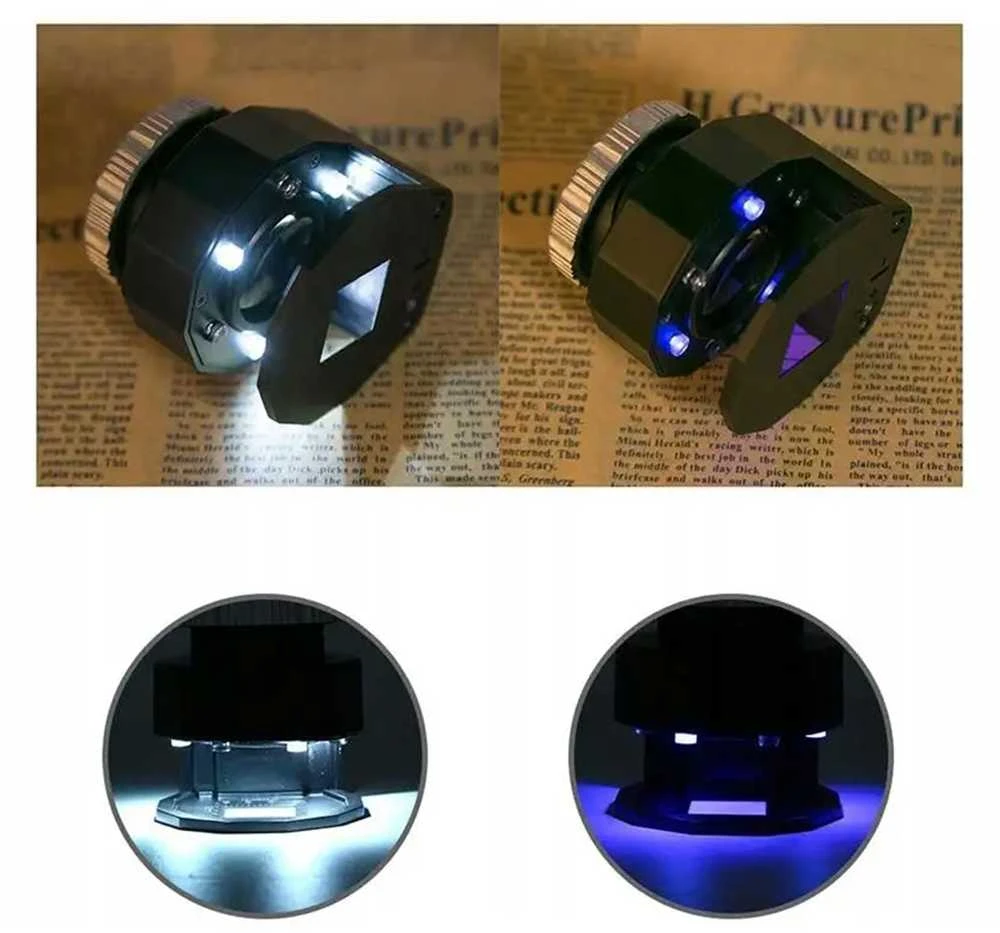 Didinamasis stiklas su LED UV apšvietimu ir perforacija 30x