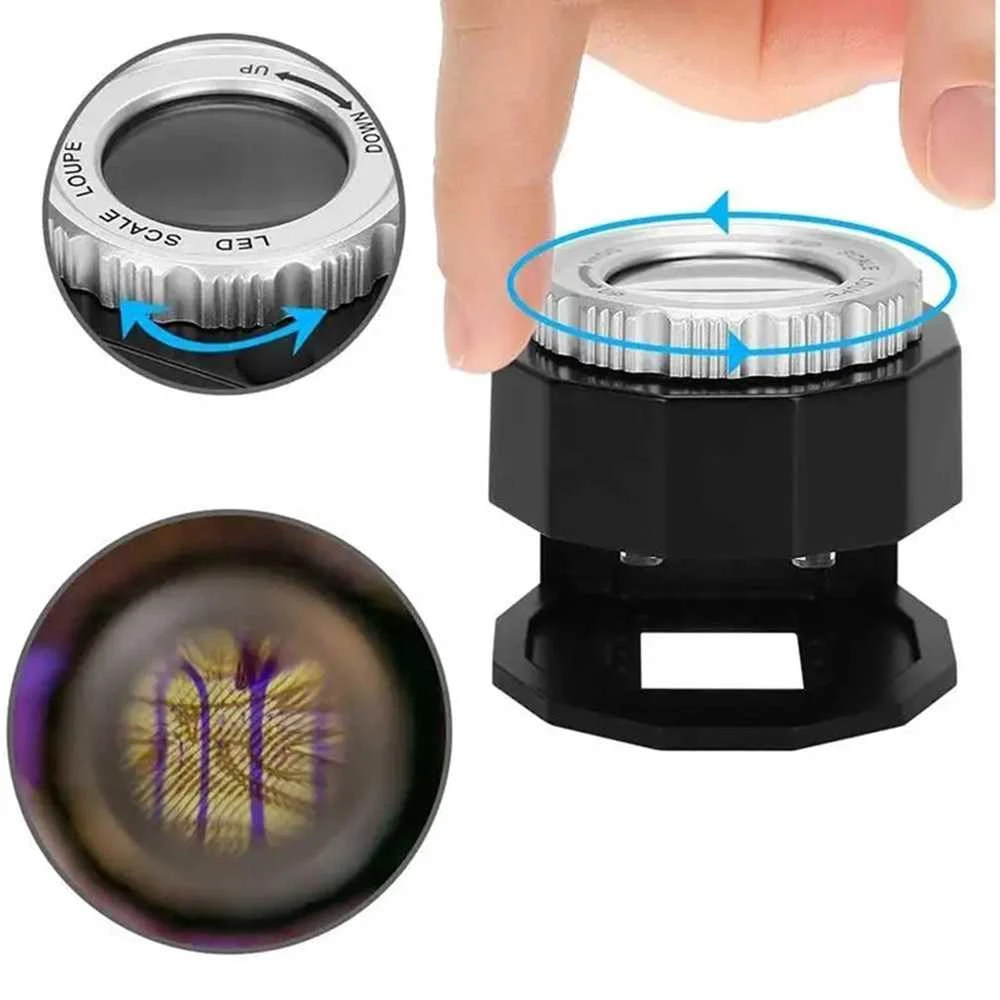 Didinamasis stiklas su LED UV apšvietimu ir perforacija 30x