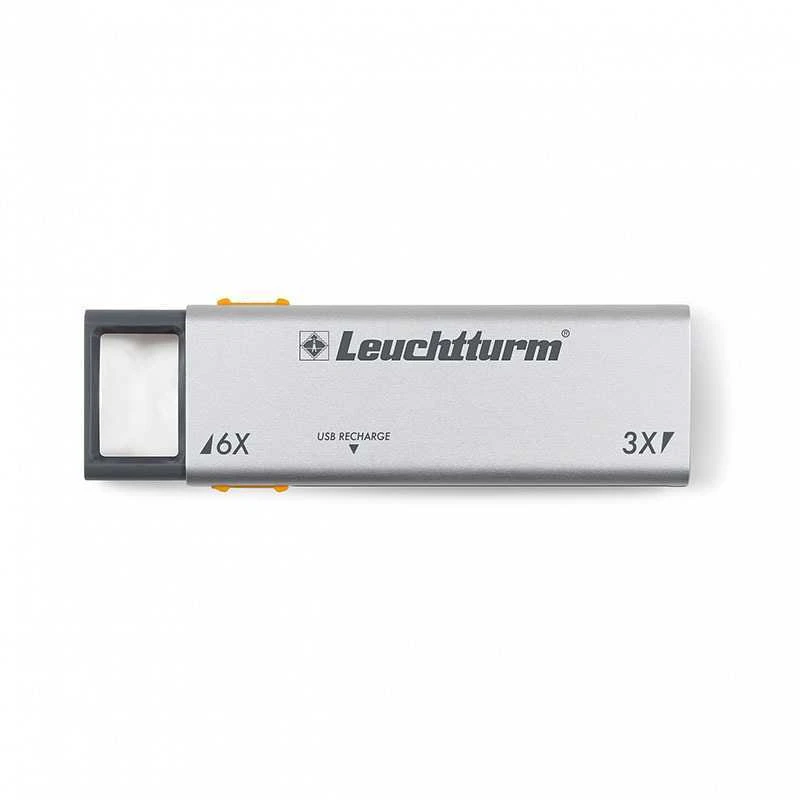 "Duplex" padidinimo stiklas (3x ir 6x) su LED USB įkrovikliu
