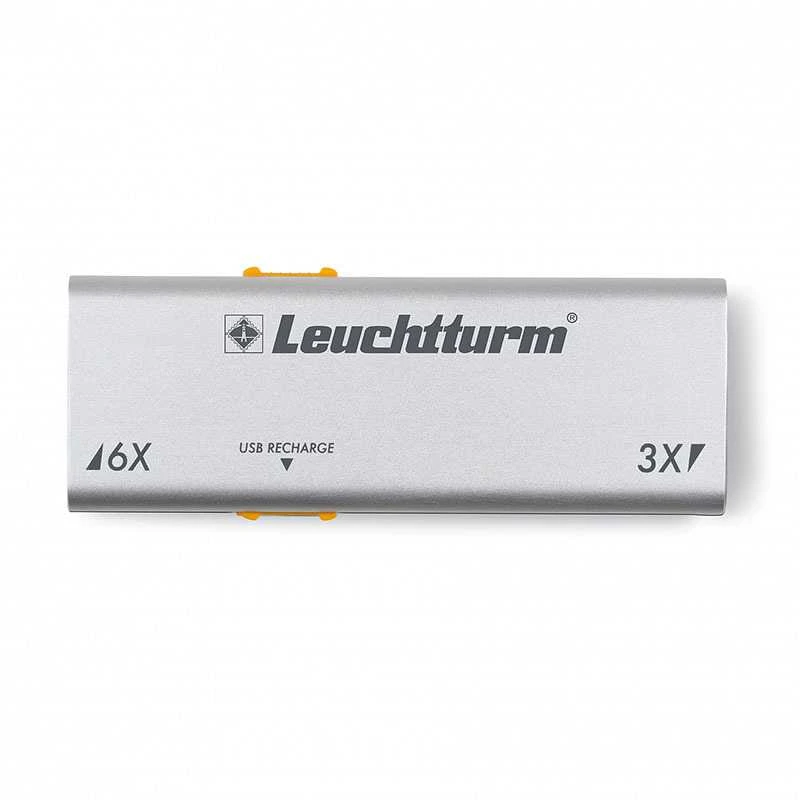 "Duplex" padidinimo stiklas (3x ir 6x) su LED USB įkrovikliu