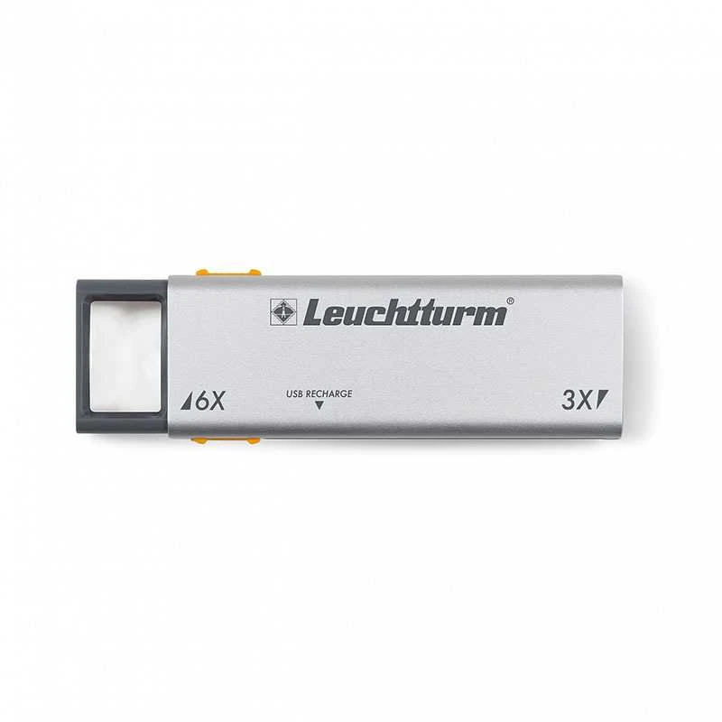 "Duplex" padidinimo stiklas (3x ir 6x) su LED USB įkrovikliu