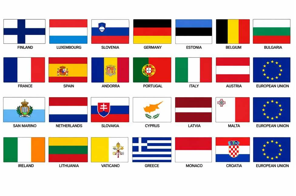Euro zonos valstybių vėliavėlės-lipdukai