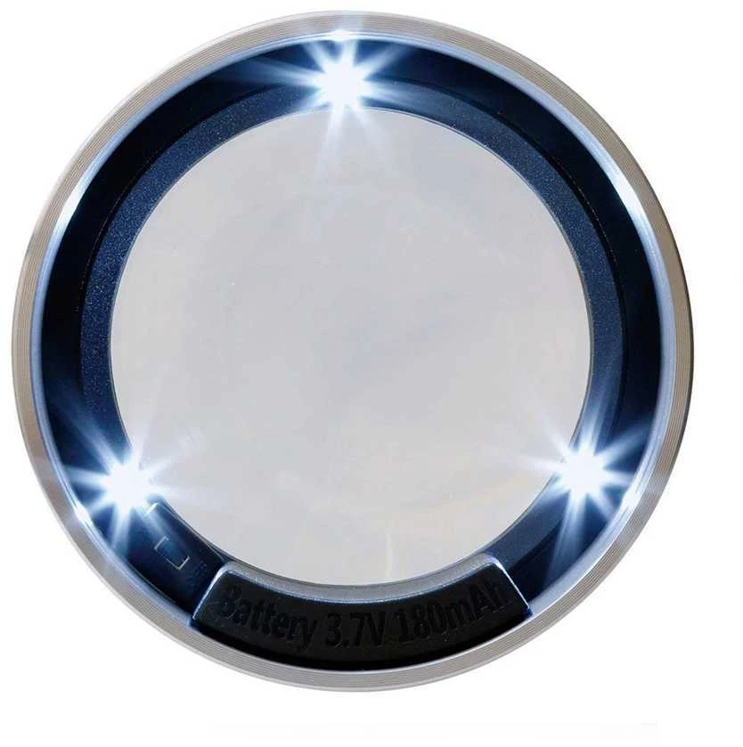 Įkraunamas uždaro tipo didinimo stiklas su LED apšvietimu 3x