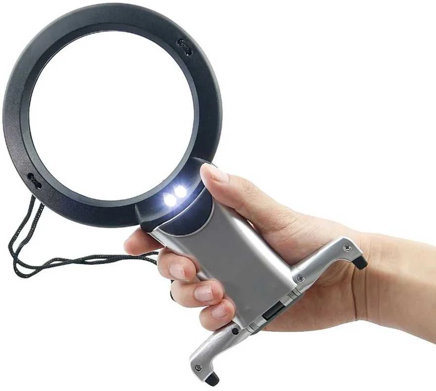 Universalus didinamasis stiklas su LED apšvietimu 2x 6x