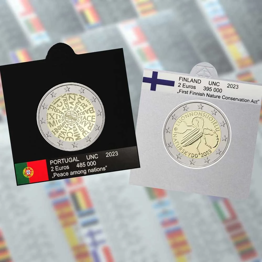 Vėliavėlės-lipdukai 2 eurų monetoms holderiuose 2023 (Juoda)
