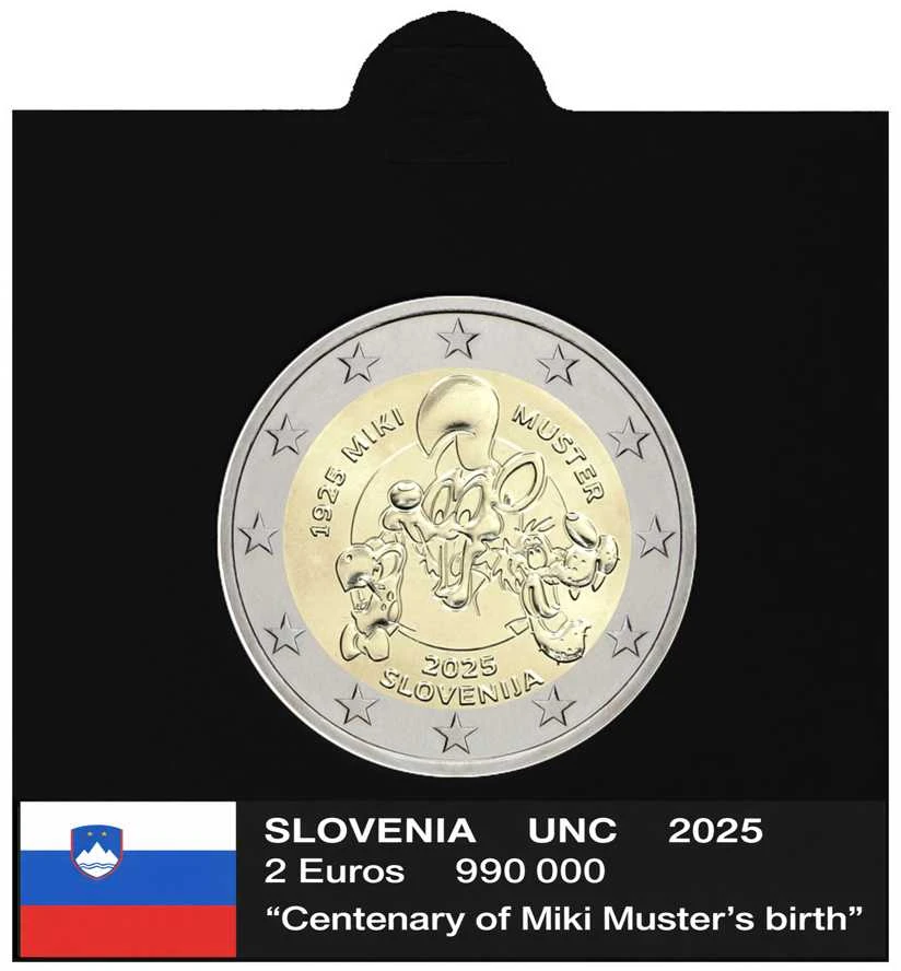 Vėliavėlės-lipdukai 2 eurų monetoms holderiuose 2025 (Juoda)