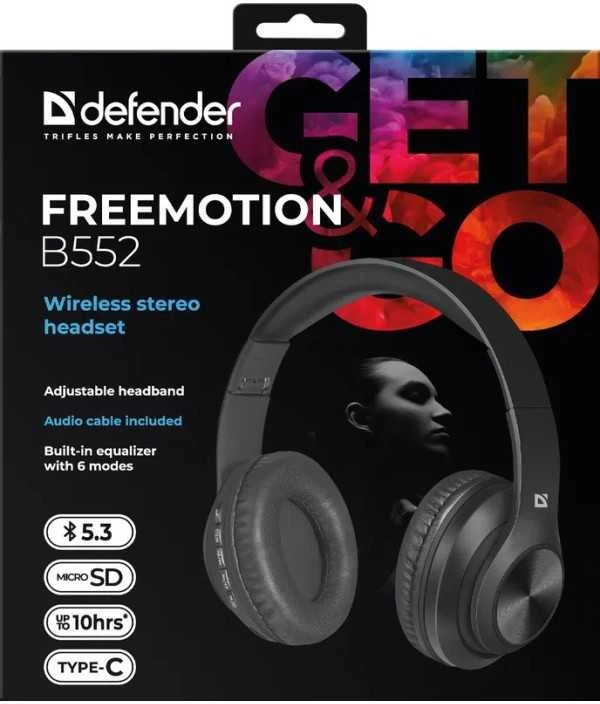 Ausinės Defender Freemotion B552 Juoda