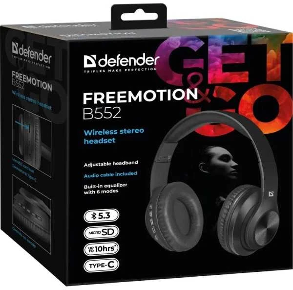Ausinės Defender Freemotion B552 Juoda