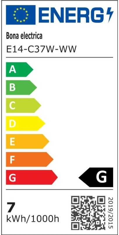 Bona Electrica Led lemputė E14 C37 7W WW