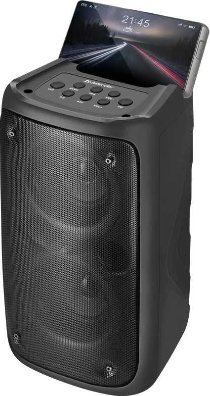 Defender Nešiojama kolonėlė BOOMER 20 Bluetooth 20W MP3/FM/SD/USB/AUX/TWS/LED/MIC KARAOKE juoda