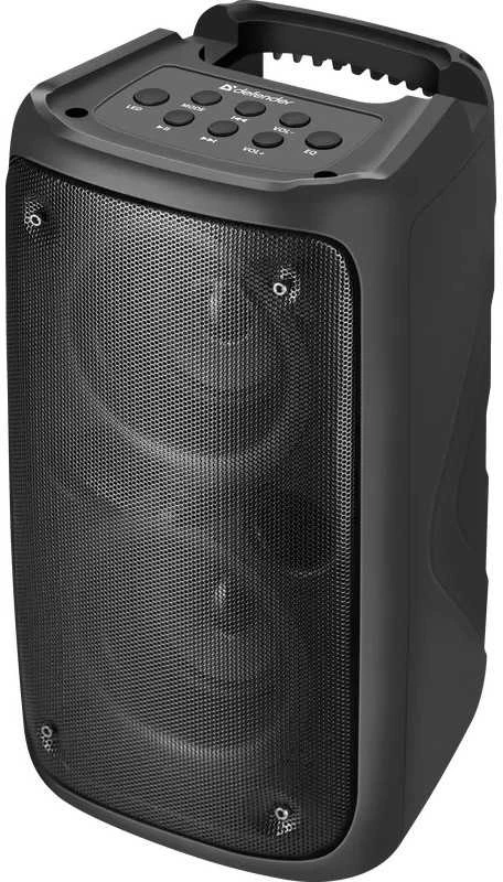 Defender Nešiojama kolonėlė BOOMER 20 Bluetooth 20W MP3/FM/SD/USB/AUX/TWS/LED/MIC KARAOKE juoda