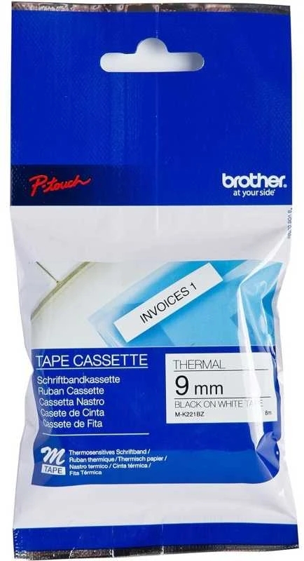 Brother MK221 etikečių juostelė Juoda ant baltos M