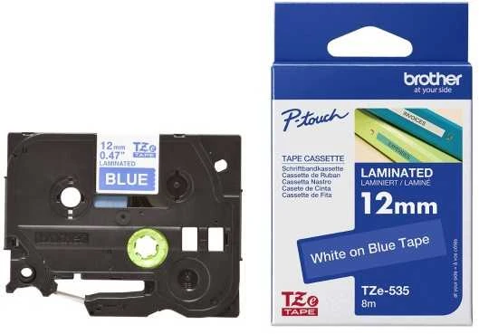 Brother | TZe-535 Laminated tape | Baltas on Mėlyna | TZe | 8 m | 1.2 cm
