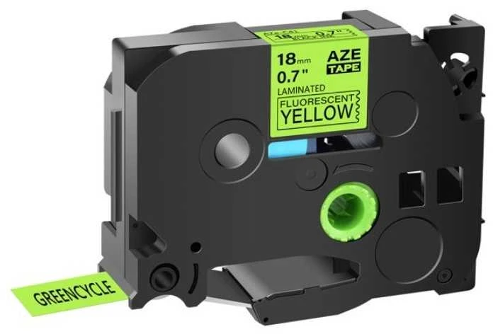 Dore PRINTLINE suderinama juosta su Brother, TZE-C41, 18 mm, juoda spauda / fluoro geltona bazė
