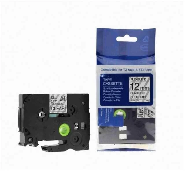 Dore PRINTLINE suderinama juosta su Brother TZE-FX131, 12 mm, juoda spauda / permatoma, laminuota