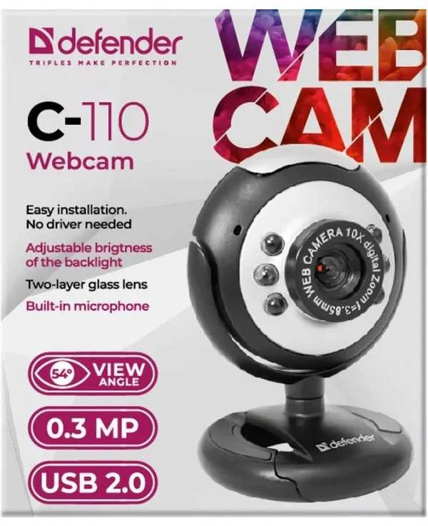 DEFENDER Web-cam C-110 0,3MP foninio apšvietimo nuotraukos mygtukas