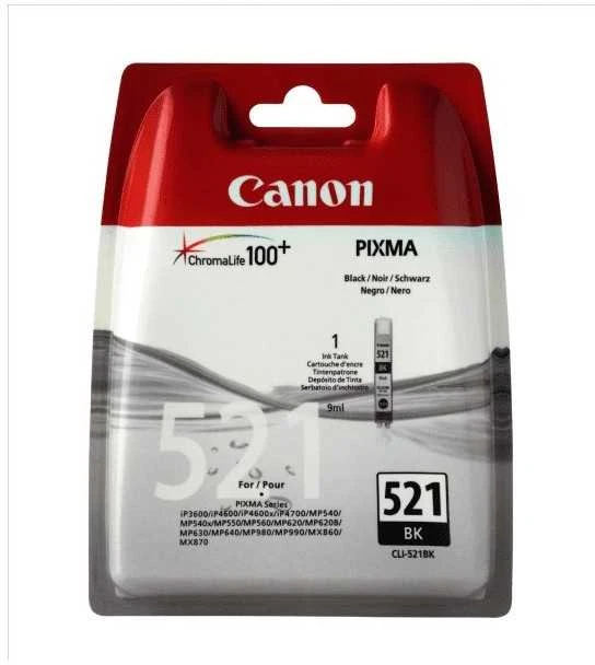 CANON CLI-521bk Ink juodas 9ml iP3600 iP4600 MP540 MP620 MP630 MP980