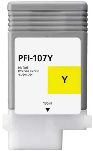 Su G&G suderinamas rašalas / rašalas su PFI107Y, NC-00107Y, 6708B001, geltonas, 130 ml