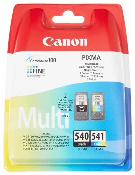 CANON 1LB PG-540 / CL-541 rašalo kasetė juoda ir spalvos standartinės talpos kombinuota lizdinė plokštelė be signalizacijos