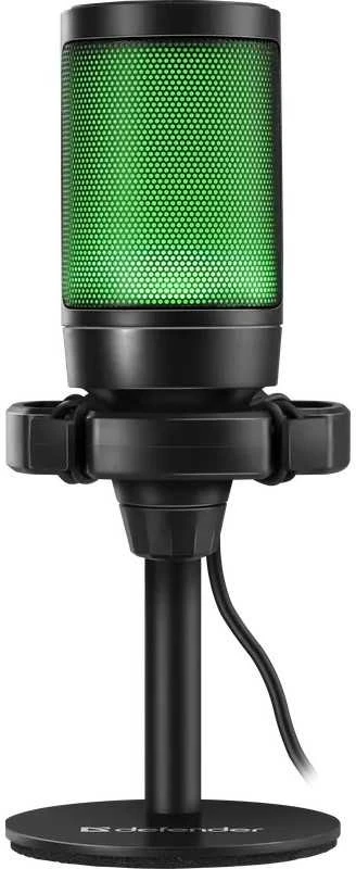 Defender, do streamowania mikrofon, IMPULSE GMC 600, garsumo valdymas, juoda, Podświetlany RGB