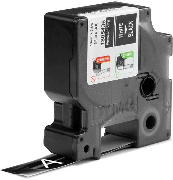 DYMO Rhino Vinilinė Juostelė 19mm x 5.5m / baltas ant juodos (1805436)