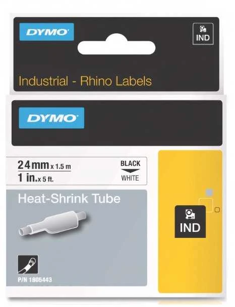 DYMO Rhino Professional, shrink tubing, 24mm, juodas text on baltas, 1.5m 1805443