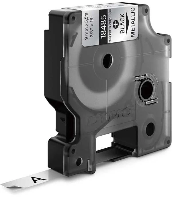 DYMO Rhino Poliesterio Juostelė 9mm x 5.5m / juodas ant metalizuotos (18485)