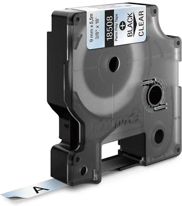 DYMO Rhino Poliesterio Juostelė 9mm x 5.5m / juodas ant skaidrios (18508)
